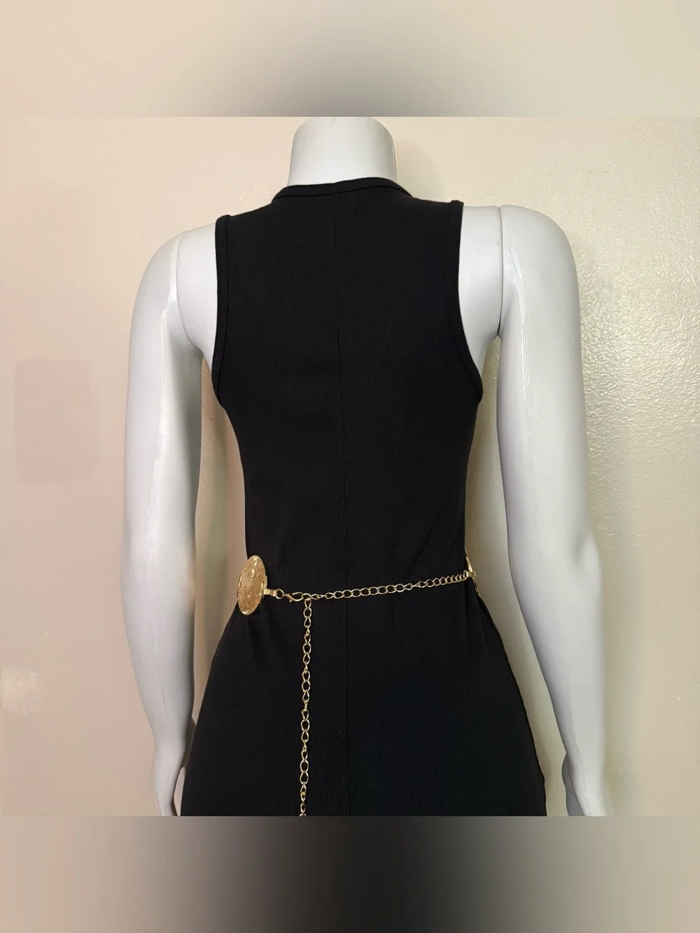 Gold tone metal medallion link chain belt
